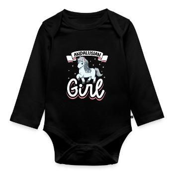 Fille andalouse - Body Bébé bio manches longues - noir - Devant