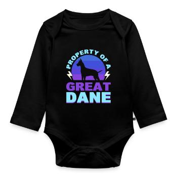 Eigentum eines Doggenhundeliebhabers - Baby Bio-Langarm-Body - Schwarz - Vorne