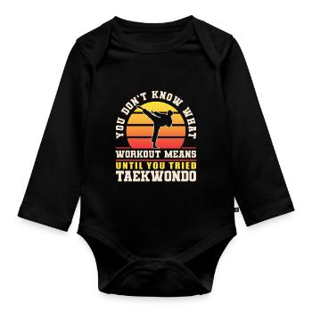 TKD Korean Martial Arts Tae Kwon - Baby Bio-Langarm-Body - Schwarz - Vorne