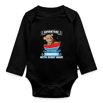 Bateau papa Capitaine Pontoon Sailor Croisière - Body Bébé bio manches longues - noir - Devant