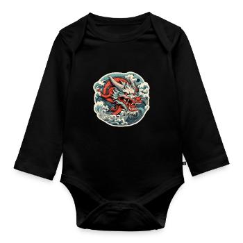 Japanese dragon - Organic Longsleeve Baby Bodysuit - black - Front