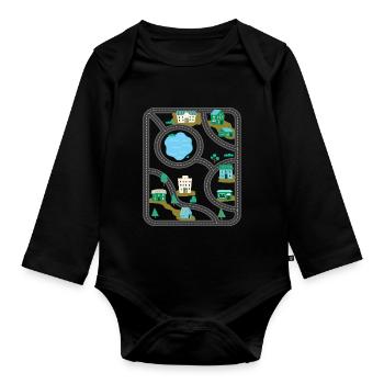 Play Rug Play Mat Massage - Organic Longsleeve Baby Bodysuit - black - Front