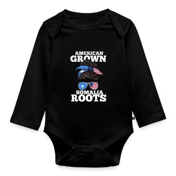 Somalia - Organic Longsleeve Baby Bodysuit - black - Front
