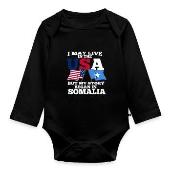 Somalia - Organic Longsleeve Baby Bodysuit - black - Front