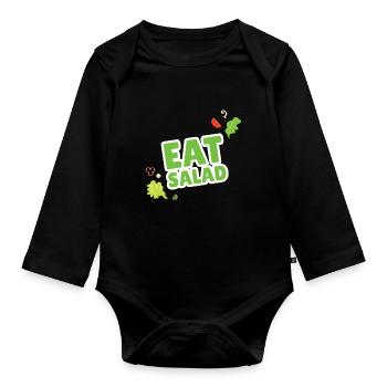 Mangez Salad Salat Vegan Veganer - Body Bébé bio manches longues - noir - Devant