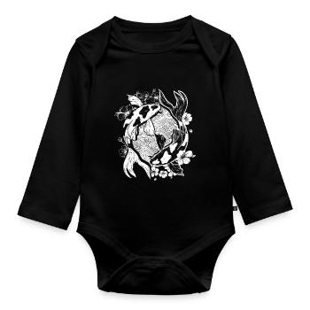 Koi Carp Fish Japanischer Fisch - Baby Bio-Langarm-Body - Schwarz - Vorne