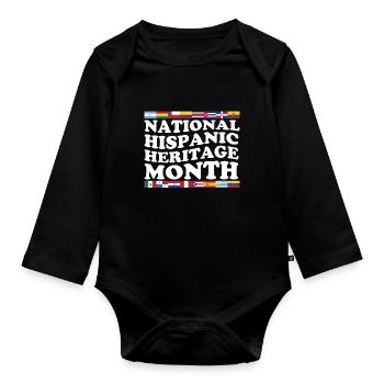 Mois du patrimoine hispanique Pays latino-américains nationaux - Body Bébé bio manches longues - noir - Devant