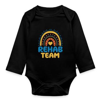 Niedliches Reha-team Boho Regenbogen Bekleidung - Baby Bio-Langarm-Body - Schwarz - Vorne