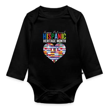 National Hispanic Heritage Month Hispanic Latino - Baby Bio-Langarm-Body - Schwarz - Vorne