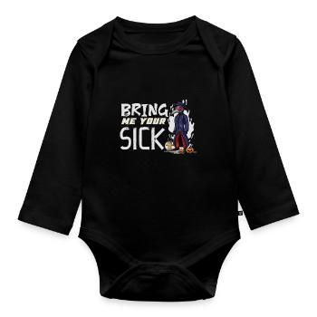 Creepy Halloween horror plague doctor - Organic Longsleeve Baby Bodysuit - black - Front
