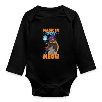 Chat Sorcière Occulte Gothique Noir Satanique - Body Bébé bio manches longues - noir - Devant