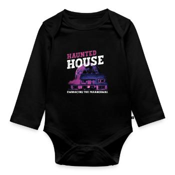 Horror Paranormal Haunted House Creepy Halloween - Organic Longsleeve Baby Bodysuit - black - Front