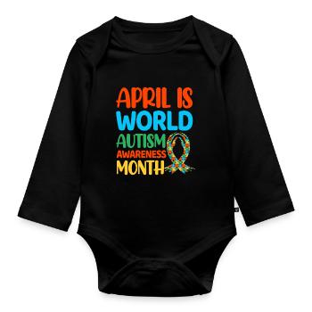 Autismus Autist - Baby Bio-Langarm-Body - Schwarz - Vorne