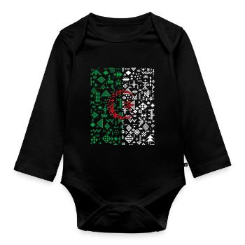 FLAG ALGERIA Z AMAZIGH BERBER KABYLE - Organic Longsleeve Baby Bodysuit - black - Front