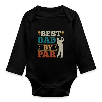 Papa Golfer Golf - Baby Bio-Langarm-Body - Schwarz - Vorne