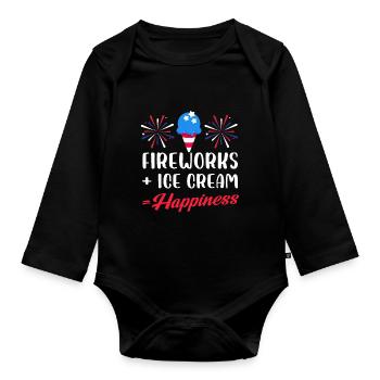 fireworks and ice cream happiness Design - Baby Bio-Langarm-Body - Schwarz - Vorne