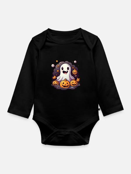 Geist Kawaii - Baby Bio-Langarm-Body - Schwarz