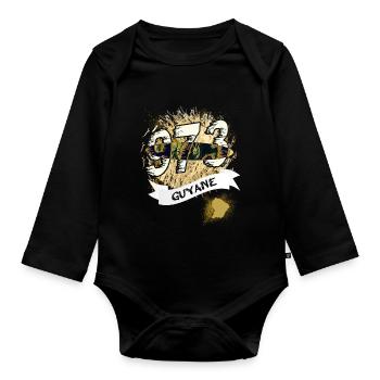 Schöne Souvenir-Geschenkidee Karte von Guyana 973 - Baby Bio-Langarm-Body - Schwarz - Vorne