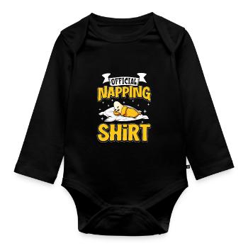 Chemise de nuit banane officielle - Body Bébé bio manches longues - noir - Devant