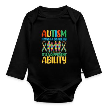 Autismus Autist - Baby Bio-Langarm-Body - Schwarz - Vorne