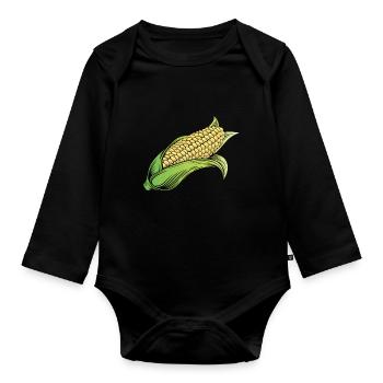 Corn on the cob corn - Organic Longsleeve Baby Bodysuit - black - Front