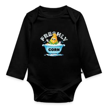 Freshly Corn Mais - Organic Longsleeve Baby Bodysuit - black - Front