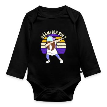 7 Jahre Mädchen Geschenk 7. Geburtstag Sieben - Baby Bio-Langarm-Body - Schwarz - Vorne