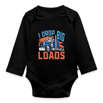 LKW Lastwagenfahrer Trucker - Baby Bio-Langarm-Body - Schwarz - Vorne