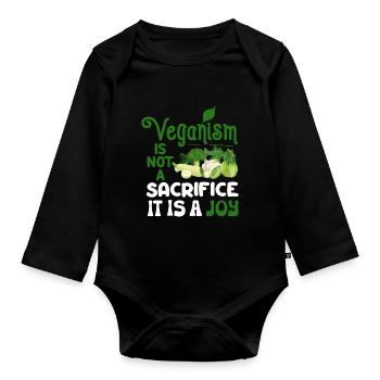 Véganisme végétalien - Body Bébé bio manches longues - noir - Devant