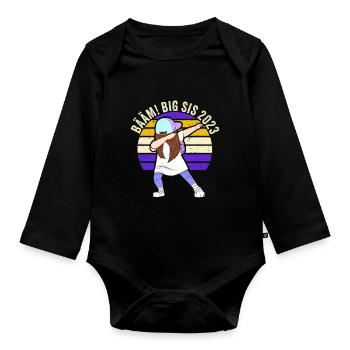 Werdende Schwester Geschenk Große Ankündigung - Baby Bio-Langarm-Body - Schwarz - Vorne