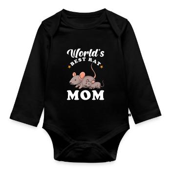 The best rat mother in the world - Organic Longsleeve Baby Bodysuit - black - Front