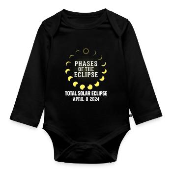 Lustige Finsternis, Astronomie, Sonnensystem, 8. April 2024 - Baby Bio-Langarm-Body - Schwarz - Vorne
