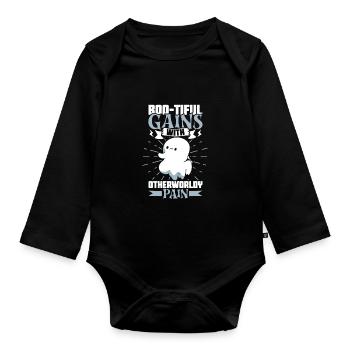 Bodybuilding Powerlifting Gewichtheben Fitness - Baby Bio-Langarm-Body - Schwarz - Vorne