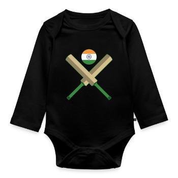 Cricketspieler | Cricket Sport Team Geschenkideen - Baby Bio-Langarm-Body - Schwarz - Vorne