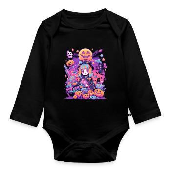 Aesthetics Anime Girl Halloween - Organic Longsleeve Baby Bodysuit - black - Front