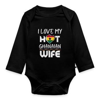 C’est drôle que j’aime mon mari ghanéen chaud - Body Bébé bio manches longues - noir - Devant