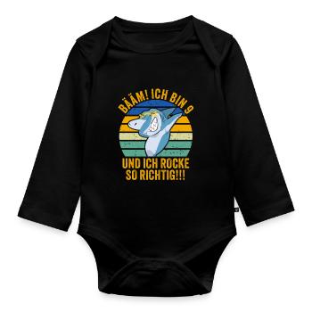 9 Jahre Junge Geschenk 9. Geburtstag Neun Neunter - Baby Bio-Langarm-Body - Schwarz - Vorne