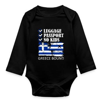 Passeport bagages Pas d’enfants Grèce Bound Holidays - Body Bébé bio manches longues - noir - Devant