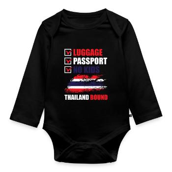 Luggage Passport No Kids Thailand Bound - Organic Longsleeve Baby Bodysuit - black - Front