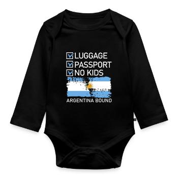 Luggage Passport No Kids Argentina Bound - Organic Longsleeve Baby Bodysuit - black - Front