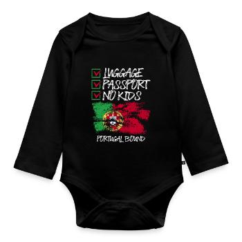 Gepäck Passport No Kids Portugal Bound Vacation - Baby Bio-Langarm-Body - Schwarz - Vorne