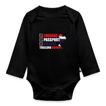 Luggage Passport No Kids Thailand Bound - Organic Longsleeve Baby Bodysuit - black - Front