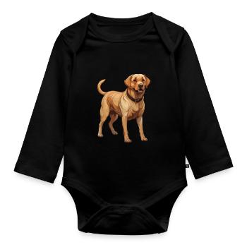 Tierliebhaber - Niedliche Tiergrafik - Hund - Baby Bio-Langarm-Body - Schwarz - Vorne