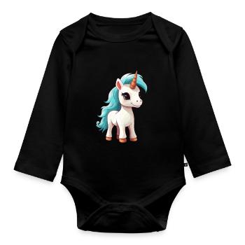 Unicorn Lover - Love Mythical Creature - - Body Bébé bio manches longues - noir - Devant