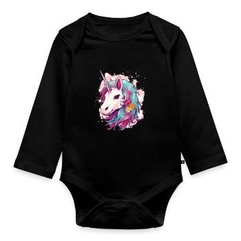 Unicorn Lover - Love Mythical Creature - - Body Bébé bio manches longues - noir - Devant