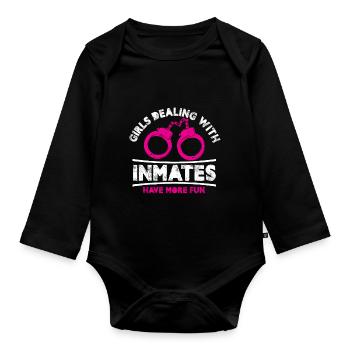 Les filles qui s’occupent des détenues s’amusent davantage Design - Body Bébé bio manches longues - noir - Devant