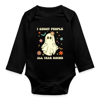 Halloween I Ghost People All Year Long - Baby Bio-Langarm-Body - Schwarz - Vorne