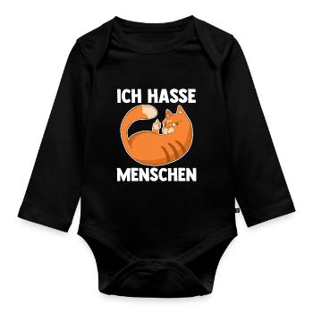 Ich Hasse Menschen Katze - Baby Bio-Langarm-Body - Schwarz - Vorne