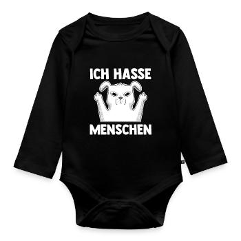 Hund Ich Hasse Menschen - Baby Bio-Langarm-Body - Schwarz - Vorne