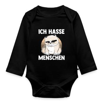 Ich Hasse Menschen Katze - Baby Bio-Langarm-Body - Schwarz - Vorne